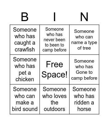 Getting to know you! Bingo Card