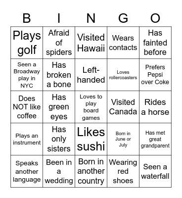 Find Someone Who... Bingo Card