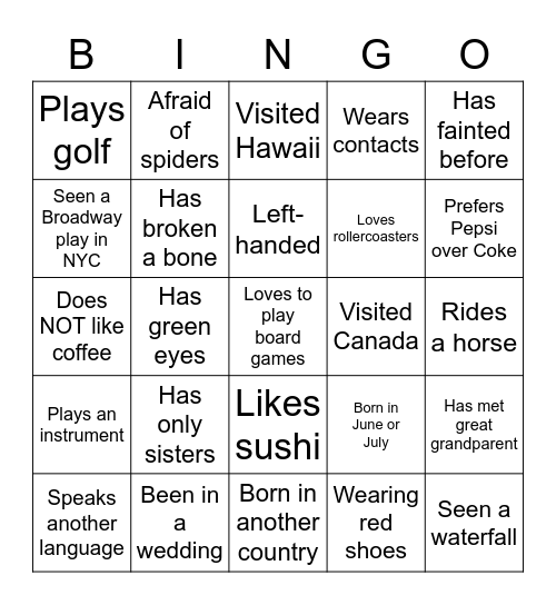 Find Someone Who... Bingo Card