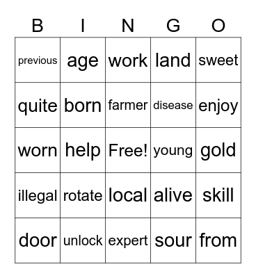 Untitled Bingo Card
