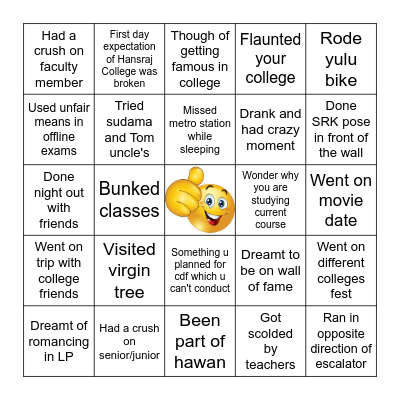 Fun time Bingo Card