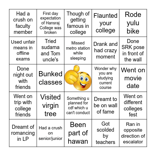Fun time Bingo Card