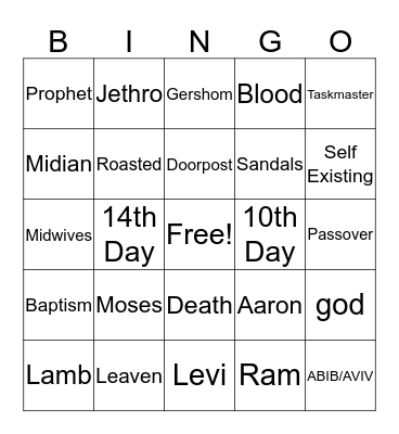 EXODUS Bingo Card