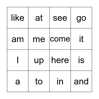 Paytin's Sight Words Bingo Card