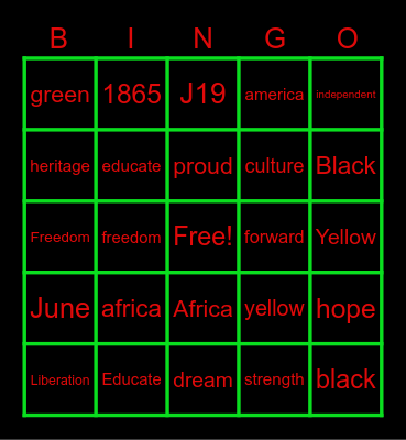 Juneteenth Bingo Card