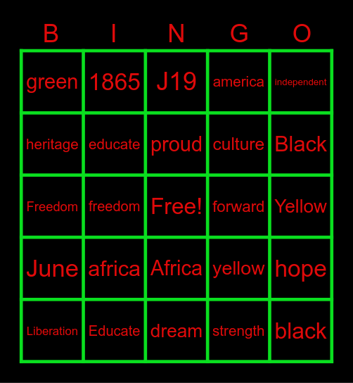 Juneteenth Bingo Card