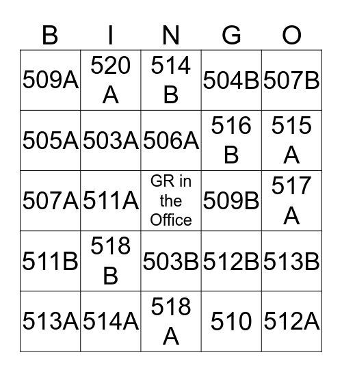 Russell Bingo Card