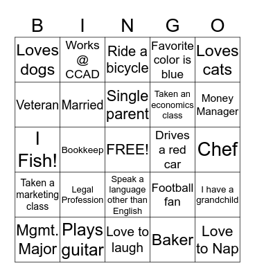 Human Relations Bingo Card