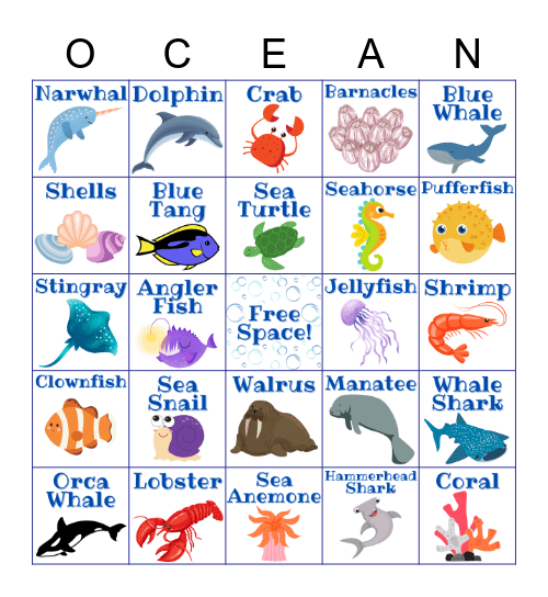 LPL OCEAN BINGO Card