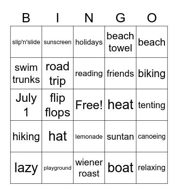 SUMMER BINGO Card