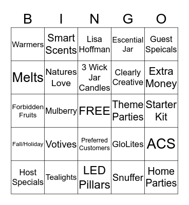 PARTYLITE Bingo Card