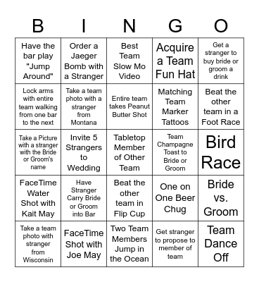 Erik/Gwen Bachelor/Bachelorette Bingo Card