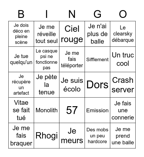 Bingo Roleplay Bingo Card