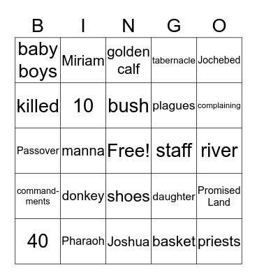 Moses Bingo Card