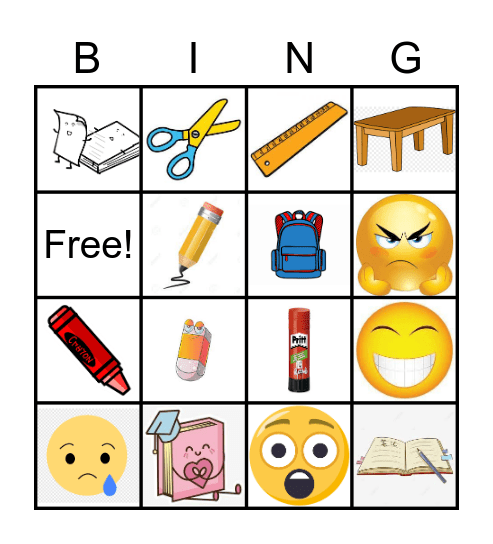 SCHOOL OBJECTS Bingo Card