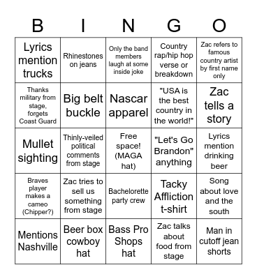 Chicken Fried Bingo Card