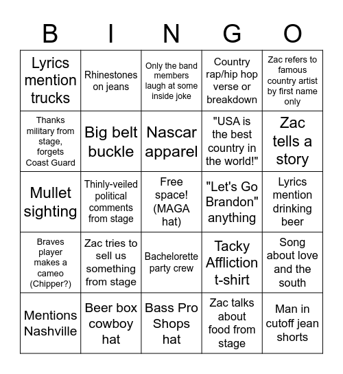 Chicken Fried Bingo Card