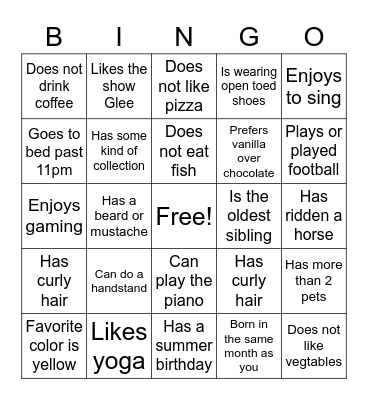 Find Someone Who... Bingo Card