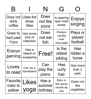Find Someone Who... Bingo Card