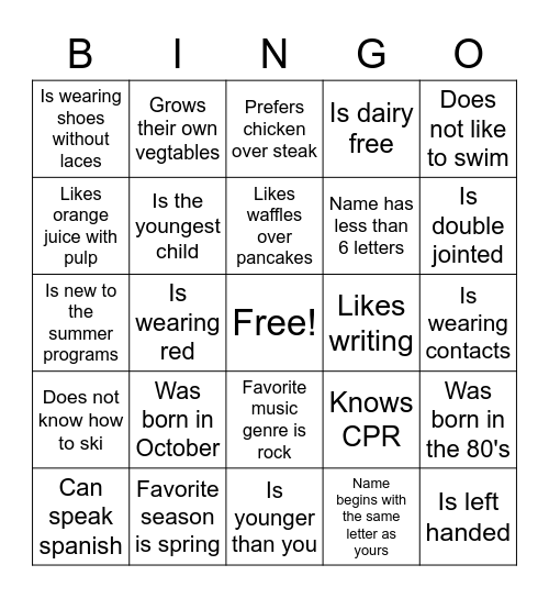 Find Someone Who... Bingo Card