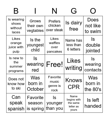 Find Someone Who... Bingo Card