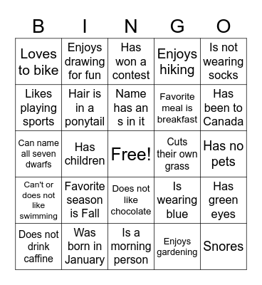 Find Someone Who... Bingo Card