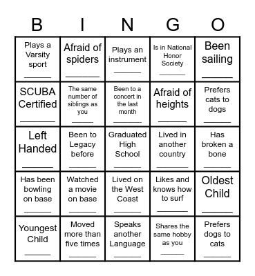 Find someone who: Bingo Card