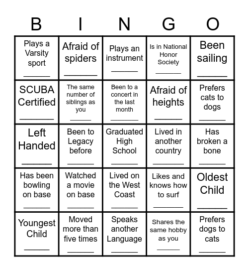 Find someone who: Bingo Card