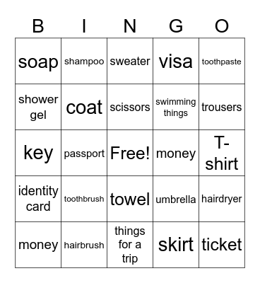 Things U5 Bingo Card