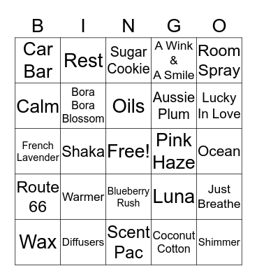 Scentsy  Bingo Card