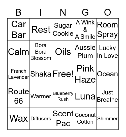 Scentsy  Bingo Card