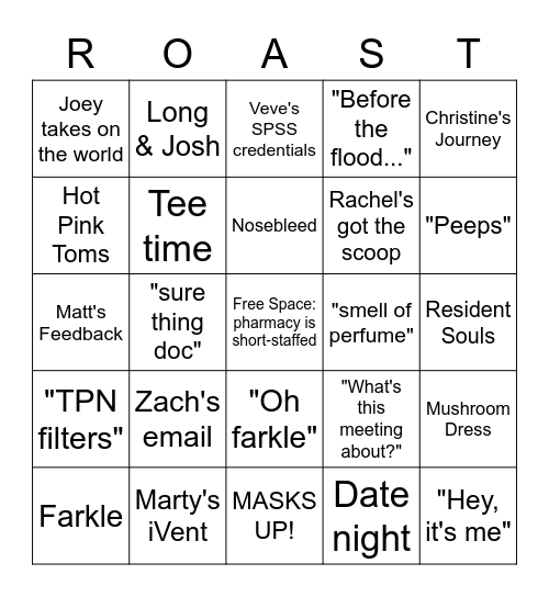 HFH Resident Bingo Card
