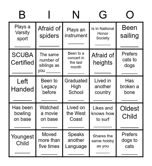 Find someone who: Bingo Card