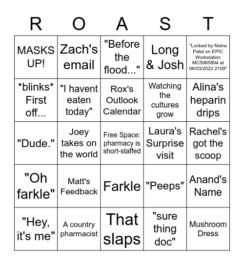 HFH Resident Bingo Card