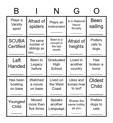 Find someone who: Bingo Card