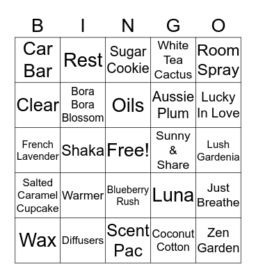 Scentsy  Bingo Card