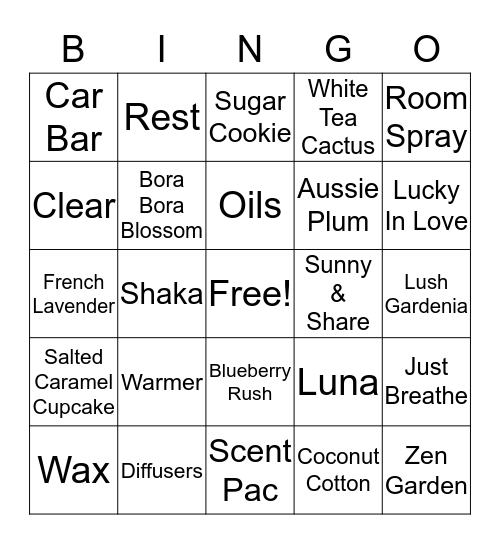 Scentsy  Bingo Card