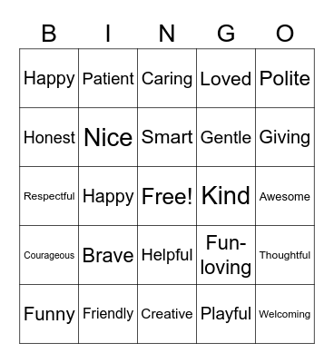 I AM Bingo Card
