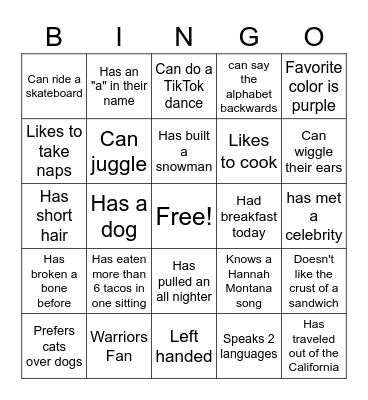 Random Bingo Card