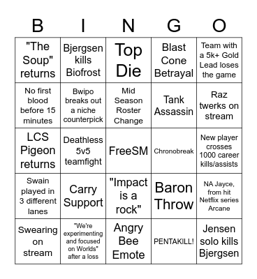 LCS Summer Bingo Card