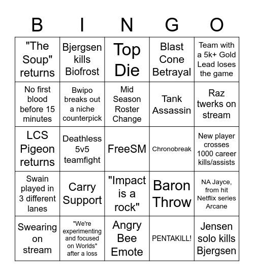 LCS Summer Bingo Card