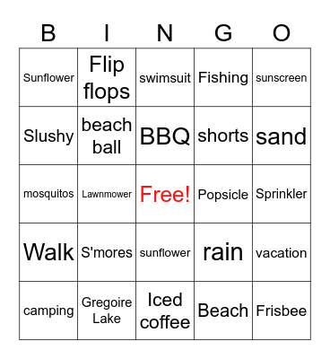 Summer Fun! Bingo Card