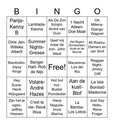 ZomerMuziekBingo Card