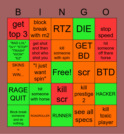 SBR Bingo Card