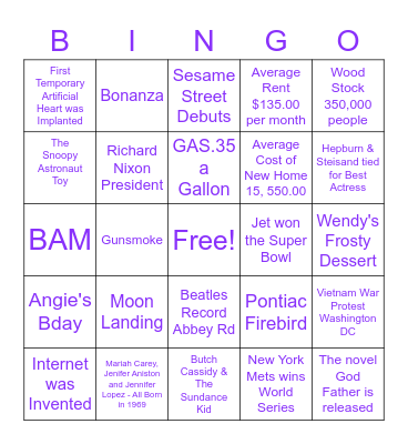 ANGIE'S FRIDAY NIGHT BINGO! Bingo Card