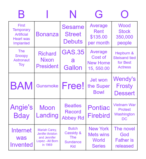 ANGIE'S FRIDAY NIGHT BINGO! Bingo Card