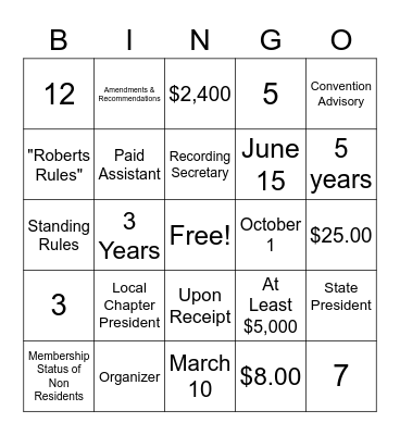ILLINOIS BYLAWS BINGO 2021/2022 Bingo Card