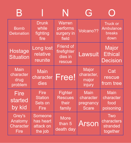 Station 19 Bingo Card