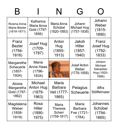 Ahnen von Tante Beta Bingo Card
