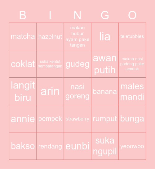 Arin`s 🥳 Bingo Card